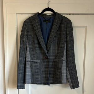 Rag & Bone Gray Blazer with Subtle Plaid Pattern